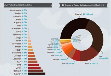 بالأرقام; كيفية إستخدام العالم العربي الفايسبوك وتويتر